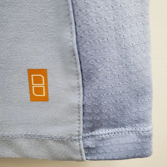 Lucy Activewear Two Tone Blue Mesh Panel Side Stretch Fitted Muscle Tank S Long - Picture 2 of 5